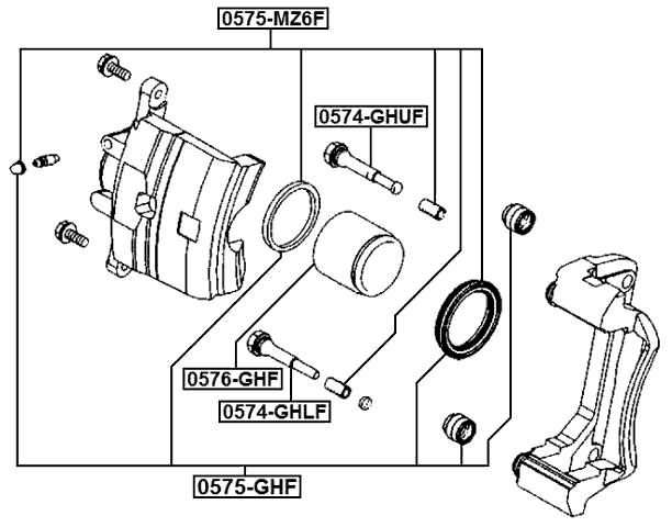 0575-GHF - FRONT BRAKE CALIPER REPAIR KIT (SET FOR TWO SIDES)