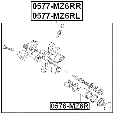 0577-MZ6RR - REAR RIGHT BRAKE CALIPER ASSEMBLY