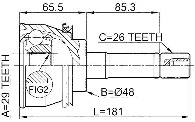 0710-011 - OUTER CV JOINT 29X48X26