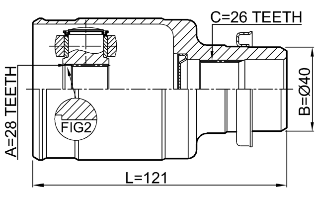 0711-AZG413RH - INNER CV JOINT RIGHT 28X40X26