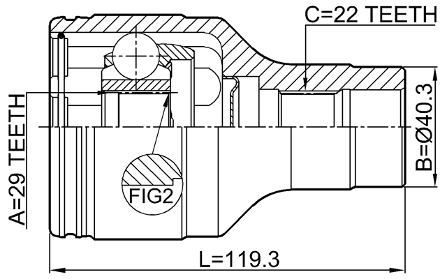 0711-IGN29RH - INNER CV JOINT RIGHT 29X40.3X22
