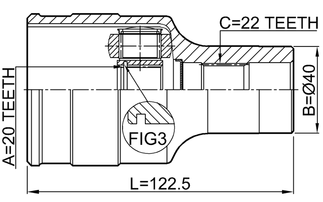 0711-RM413RH - INNER CV JOINT RIGHT 20X40X22