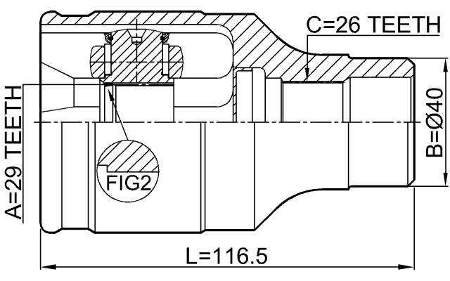 0711-SX4FRH - INNER CV JOINT RIGHT 29X40X26