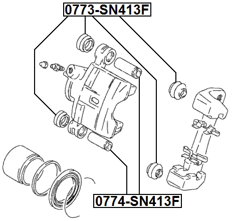 0774-SN413F - FRONT CALIPER SLIDE PIN