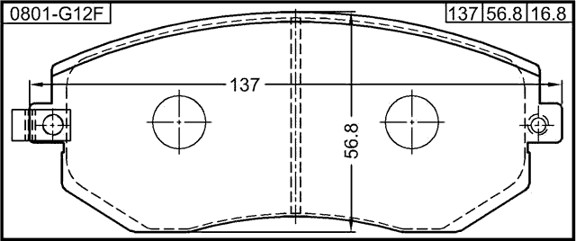 0801-G12F - PAD KIT, DISC BRAKE, FRONT - KIT (WITH ANTI SQUEAL SHIM)