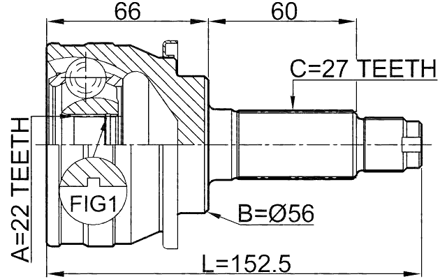 0810-007 - OUTER CV JOINT 22X56X27