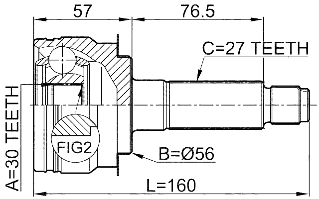 0810-B9R - OUTER CV JOINT REAR 30X56X27