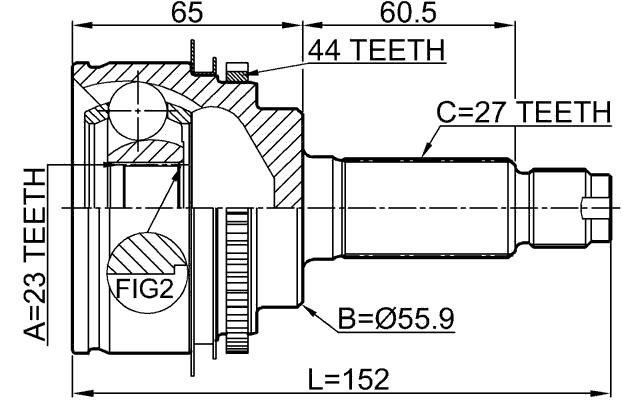 0810-S11A44 - OUTER CV JOINT 23X56X27