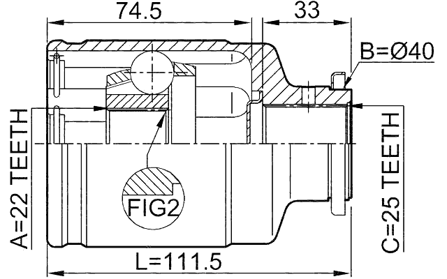 0811-1001 - INNER CV JOINT 22X40X25