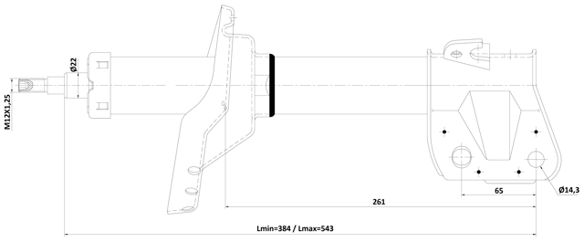 08110-004FL - SHOCK ABSORBER FRONT LEFT GAS.TWIN TUBE