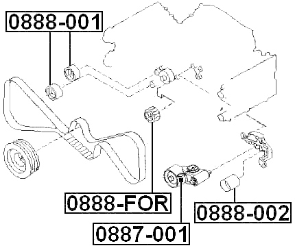 0888-002 - PULLEY IDLER TIMING BELT