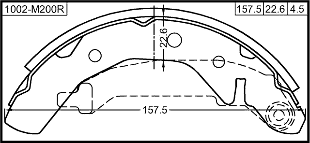 1002-M200R - SHOE KIT, REAR BRAKE (WITH PARKING BRAKE LEVER)