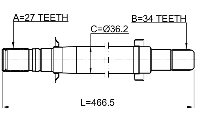 1012-CAPRH - AXLE HALF SHAFT RIGHT 34X466X27