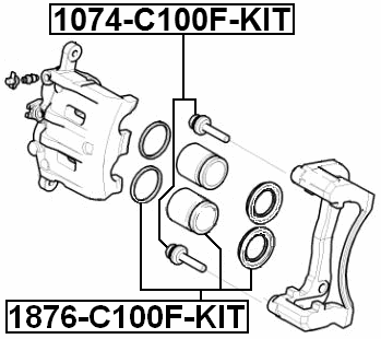 1074-C100F-KIT - FRONT CALIPER SLIDE PIN KIT