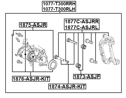 1077-T300RLH - REAR LEFT BRAKE CALIPER ASSEMBLY (WITH BRACKET)