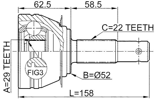 1110-006 - OUTER CV JOINT 29X52X22