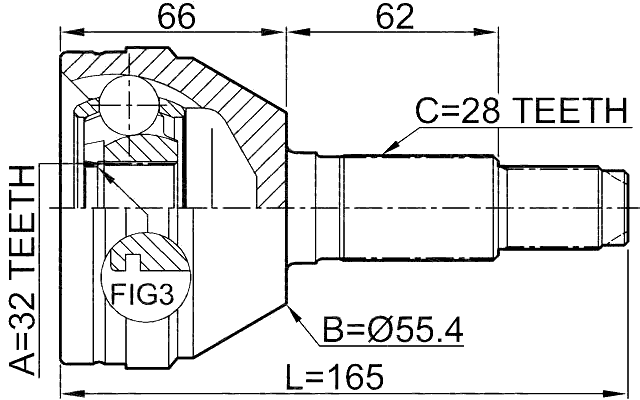 1110-010 - OUTER CV JOINT 32X55.4X28