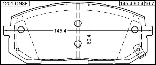 1201-DN8F - PAD KIT, DISC BRAKE, FRONT - KIT (WITH ANTI SQUEAL SHIM, WITH BRACKETS)