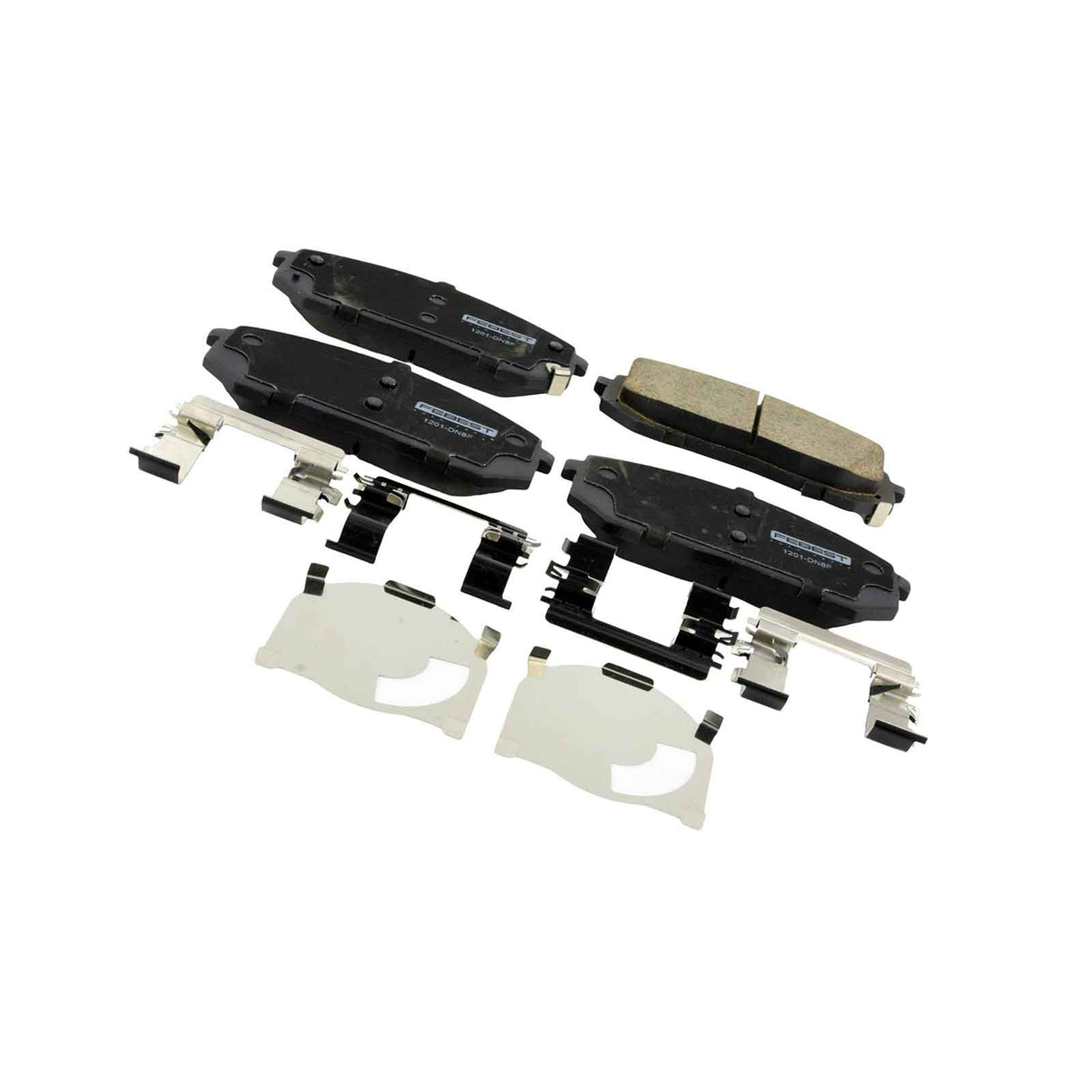 1201-DN8F - PAD KIT, DISC BRAKE, FRONT - KIT (WITH ANTI SQUEAL SHIM, WITH BRACKETS) Braking System, Brake Pads