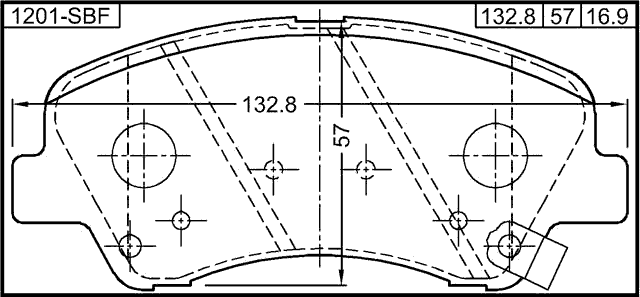 1201-SBF - PAD KIT, DISC BRAKE, FRONT - KIT (WITH ANTI SQUEAL SHIM, WITH BRACKETS)