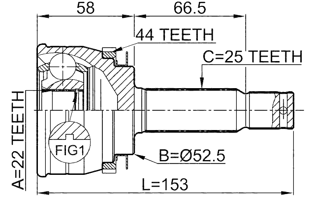 1210-ACCA44 - OUTER CV JOINT 22X52.5X25