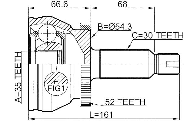 1210-DMA52 - OUTER CV JOINT 35X54.3X30