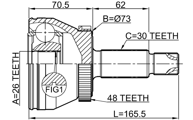 1210-IKA48 - OUTER CV JOINT 26X73X30