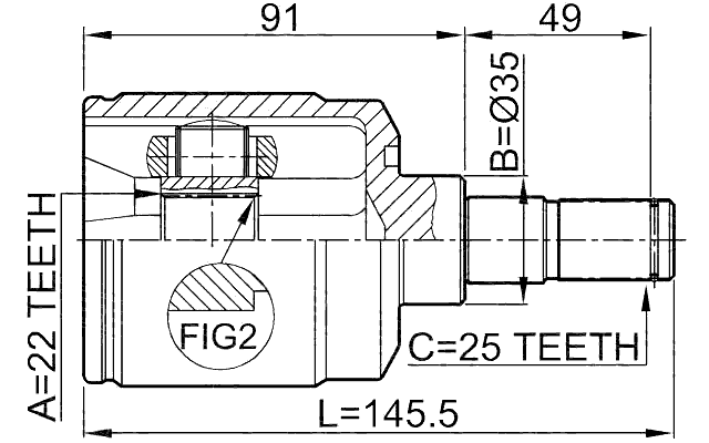 1211-ACC - INNER CV JOINT 22X35X25