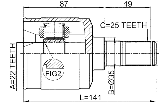 1211-ACCMT - INNER CV JOINT 22X35X25
