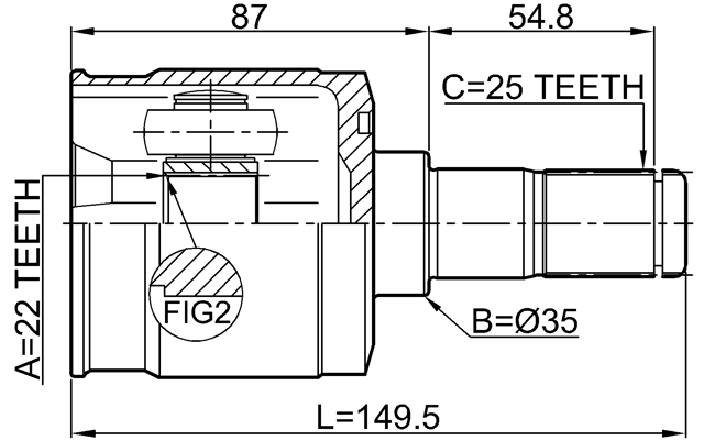 1211-CM10R - REAR INNER CV JOINT 22X35X25