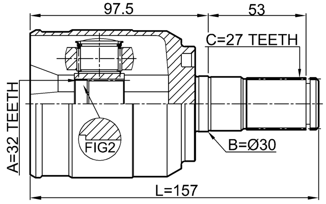 1211-D7AT2WD - INNER CV JOINT 32X30X27