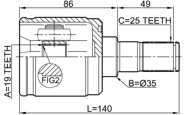 1211-GET11 - INNER CV JOINT 19X35X25