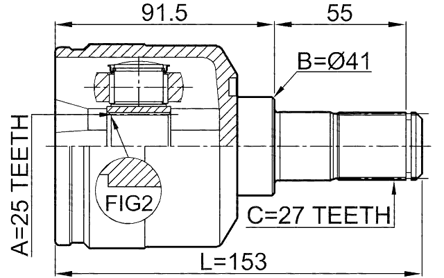 1211-NF - INNER CV JOINT 25X41X27