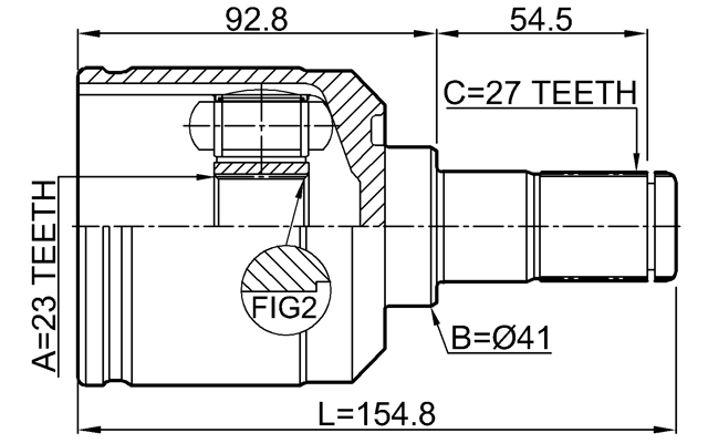 1211-SANFEBBR - REAR INNER CV JOINT 23X41X27