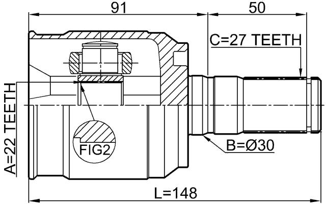 1211-SD11AT - INNER CV JOINT 22X30X27