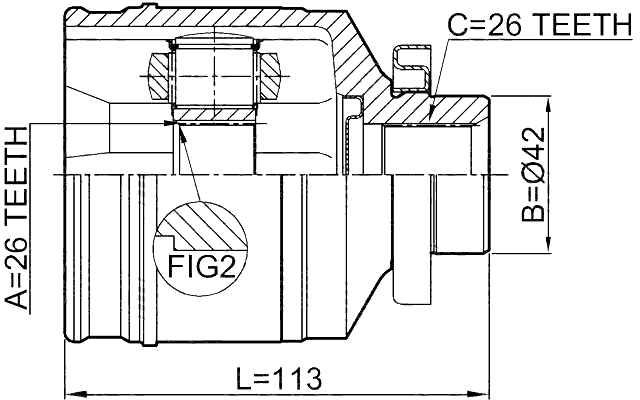 1211-SFMTRH - INNER CV JOINT RIGHT 26X42X26