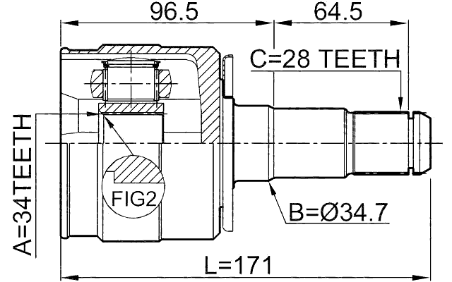 1211-TERLH - INNER CV JOINT LEFT 34X34.7X28