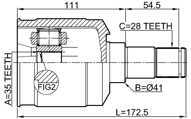 1211-TUCMT - INNER CV JOINT 35X41X28