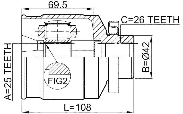 1211-TUCRH - INNER CV JOINT RIGHT 25X42X26