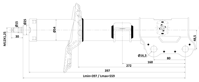 12110-007FR - SHOCK ABSORBER FRONT RIGHT GAS.TWIN TUBE