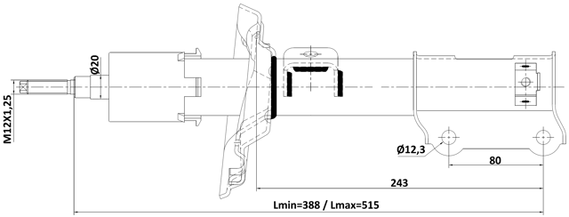 12110-011FR - SHOCK ABSORBER FRONT RIGHT GAS.TWIN TUBE