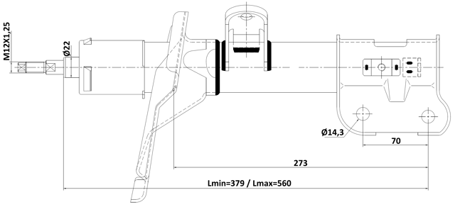 12110-015FL - SHOCK ABSORBER FRONT LEFT GAS.TWIN TUBE