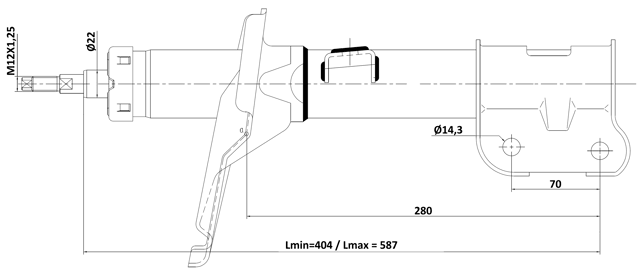 12110-017FL - SHOCK ABSORBER FRONT LEFT GAS.TWIN TUBE