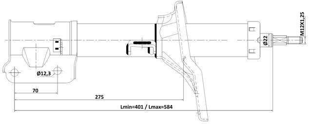 12110-018FR - SHOCK ABSORBER FRONT RIGHT GAS.TWIN TUBE