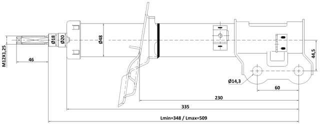 12110-022FL - SHOCK ABSORBER FRONT LEFT GAS.TWIN TUBE