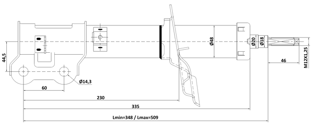 12110-022FR - SHOCK ABSORBER FRONT RIGHT GAS.TWIN TUBE