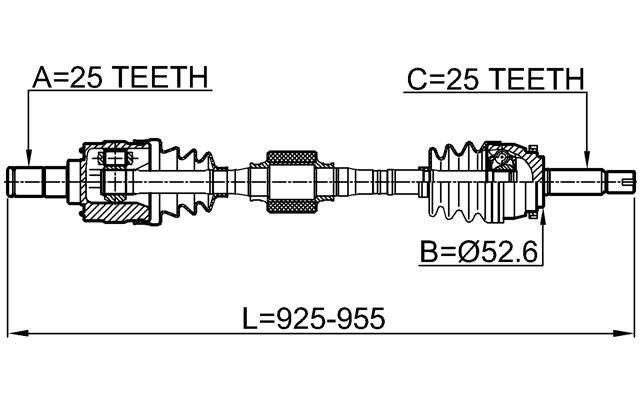 1214-SOLRH - FRONT CV AXLE SHAFT RIGHT 25X927X25