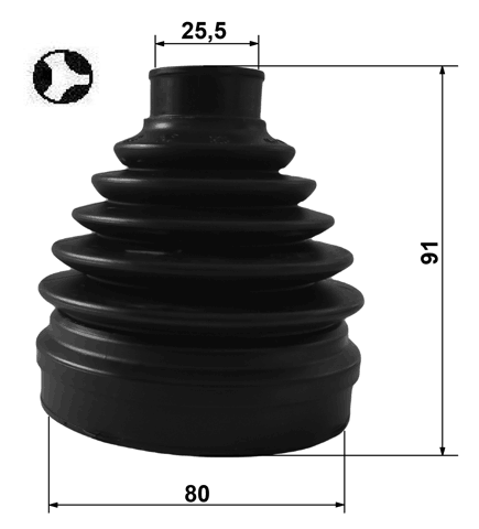 1215-D7T - BOOT INNER CV JOINT KIT 80X91X25.5
