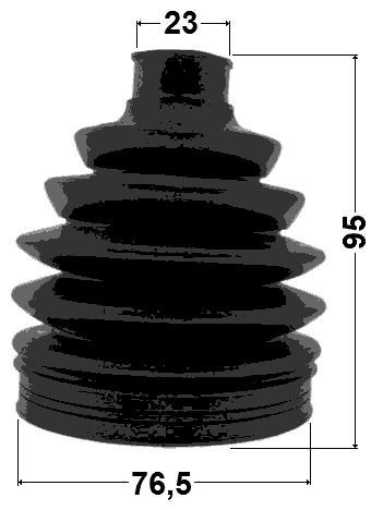 1217P-CM10R - BOOT OUTER CV JOINT KIT PVC 76.5X95X23