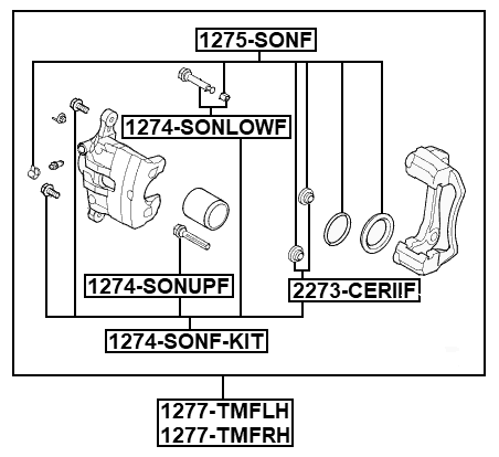 1277-TMFLH - FRONT LEFT BRAKE CALIPER ASSEMBLY (WITH BRACKET)